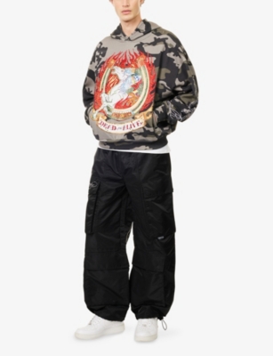 TRAPSTAR: Trapstar x Ed Hardy Diamante Camouflage Cotton-Blend Hoodie
