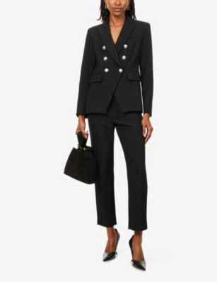Veronica Beard Miller Dickey Double-breasted Grain De Poudre Blazer In Black
