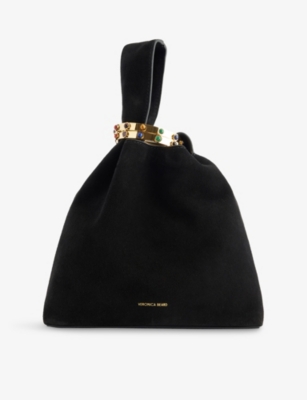 Veronica Beard Womens Swing Suede Clutch Bag Black In Black