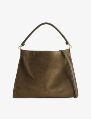 Veronica Beard Womens Vida Suede Shoulder Bag Cypress In Green