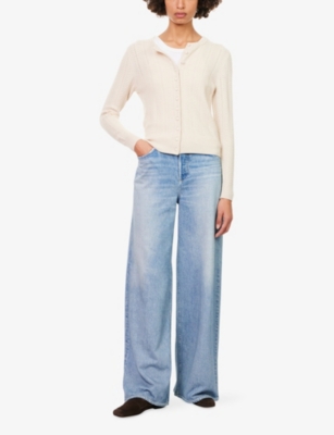 Rag & Bone Womens Raily Miramar Terry Sofie Wide-leg Cotton-jersey Jeans In Blue