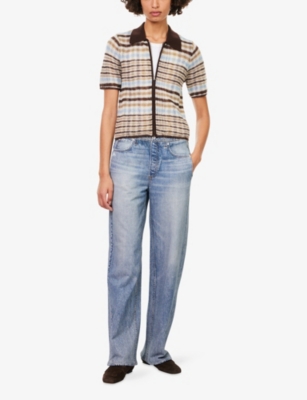 Rag & Bone Womens Scarlet Miramar Terry Wide-leg Cotton-jersey Trousers In Blue