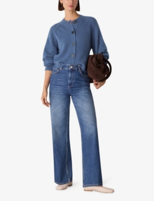 WHISTLES: Round-Neck Regular-Fit Stretch Wool-Blend Cardigan