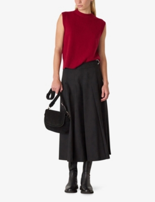 Whistles Womens Red Round-neck Regular-fit Wool Vest In Red