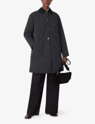 WHISTLES: Corduroy-Collar Quilted Stretch-Woven Coat