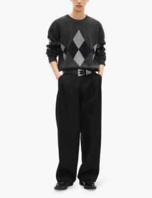 THE KOOPLES: Diamond-Pattern Knitted Wool Jumper