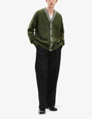 THE KOOPLES: V-Neck Striped Wool-Blend Cardigan