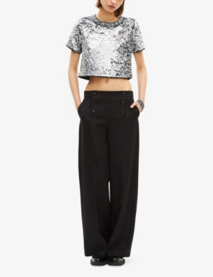 THE KOOPLES: Boxy Sequin-Embellished Woven Top