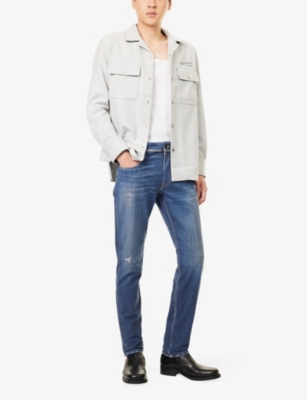 Replay Mens Dark Blue Anbass Slim-fit Denim Jeans In Brown