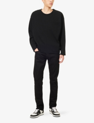 Replay Mens Black Grover Straight-fit Stretch-denim Jeans In Black