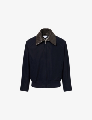 BOTTEGA VENETA: Woven-Collar Long-Sleeve Cotton-Twill Jacket