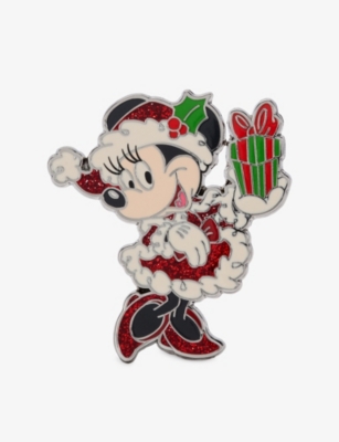 The Disney Store At Selfridges Multi-coloured Christmas Minnie Metal Pin Badge In Multi