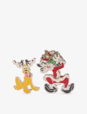 THE DISNEY STORE AT SELFRIDGES: Christmas Goofy And Pluto Metal Pin Badge