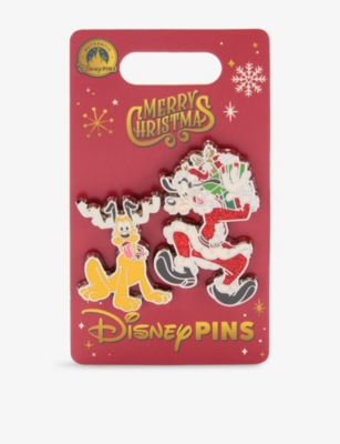 The Disney Store At Selfridges Multi-coloured Christmas Goofy And Pluto Metal Pin Badge