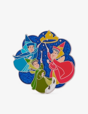 The Disney Store At Selfridges Multi-coloured Three Fairies Metal Pin Badge In Multi