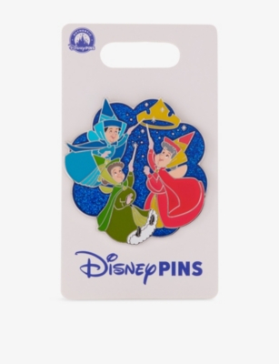 The Disney Store At Selfridges Multi-coloured Three Fairies Metal Pin Badge In Multi