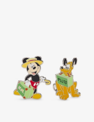 The Disney Store At Selfridges Multi-coloured Pluto And Micky Set Of Two Metal Pin Badges In Multi