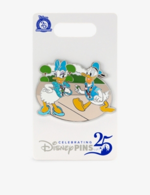 The Disney Store At Selfridges Multi-coloured Donald Duck And Daisy Duck Metal Pin Badge In Multi