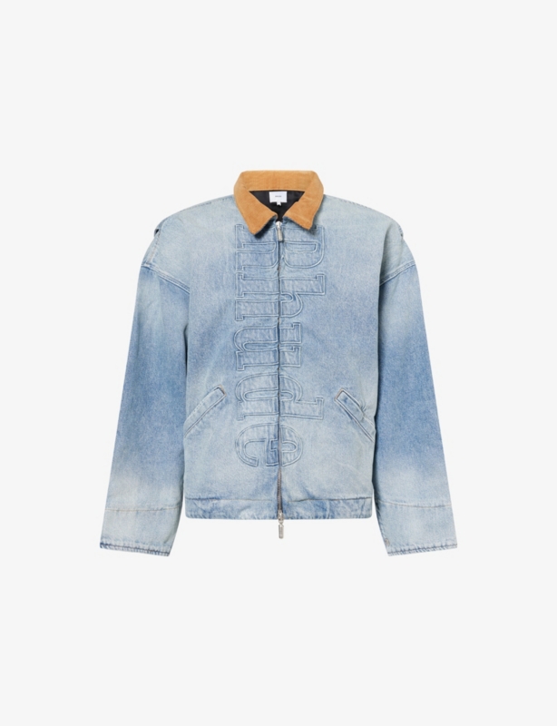 Logo Cord Collar Denim Jacket