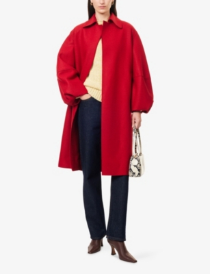 Harris Wharf London Mens Royal Red Puff-sleeve Pressed Wool Coat In Red