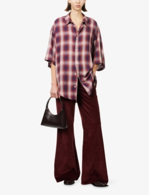 Rag & Bone Womens Skylar High-rise Corduroy Cotton And Modal-blend Trousers Brgdy In Red