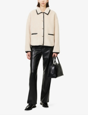 Rag & Bone Womens Shea Straight-leg Coated Faux-leather Trousers Black In Black