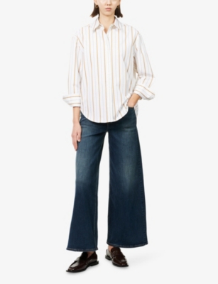 Rag & Bone Womens Flexi Sofie Ankle Wide-leg Denim Jeans Ness In Blue