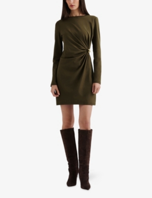 MALINA: Mailey Brooch-Embellished Jersey Mini Dress