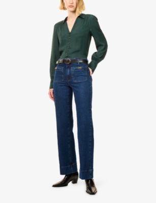 Paige Sasha Jeans With Novelty Patch Pockets Enfield In Blue