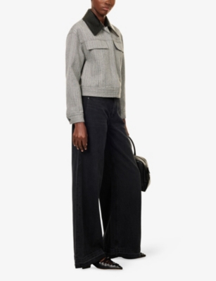 Paige Womens Boho Black Cameron Wide-leg Denim-blend Jeans In Gray