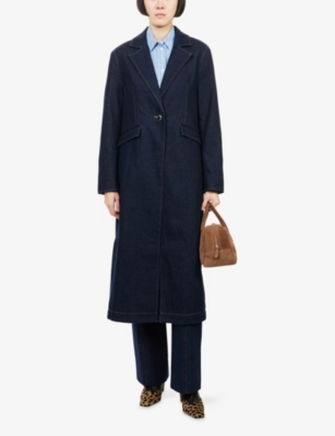 Paige Womens Symone Notch-lapels Denim Coat Saville In Blue
