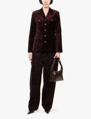 Paige Womens Aubergine Reign Single-breasted Velvet Blazer In Purple