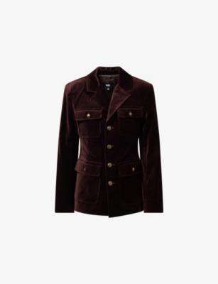 Paige Womens Aubergine Reign Single-breasted Velvet Blazer In Purple