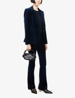 Paige Womens Laurel Canyon Flared Stretch-denim Jeans Deep Navy In Blue