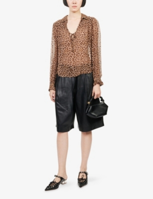 PAIGE: Artois Animal-Print Silk Blouse