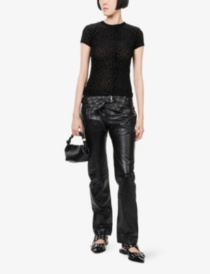 Paige Womens Black Eisa Burnout Mesh T-shirt In Black