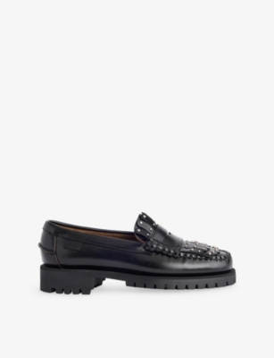WEEKEND MAX MARA: Stud-Embellished Penny Leather Loafers