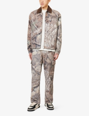 REPRESENT: Tree-Graphic Print Camouflage Cotton Trucker Jacket