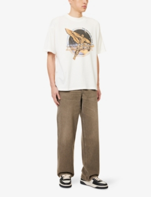 Represent White Crew Neck T-shirt With Graphic Print On Front And Back In Cotton Man In White