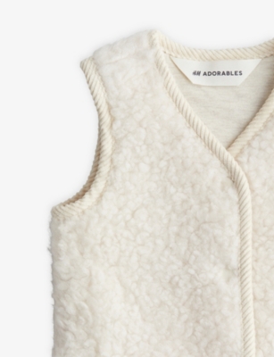 H&m Adorables Teddy Wool-blend Gilet 4-36 Months White Dusty Light In White