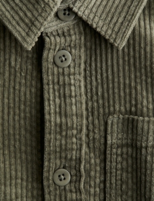 H&m Adorables Patch-pocket Relaxed-fit Cotton-corduroy Shirt 3-10 Years Khaki Green Dark In Green