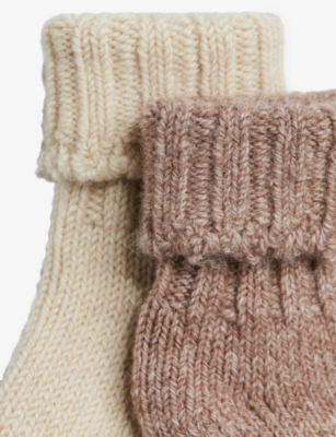 H&m Adorables White Dusty Light Ribbed Wool-blend Socks Set Of Two In White