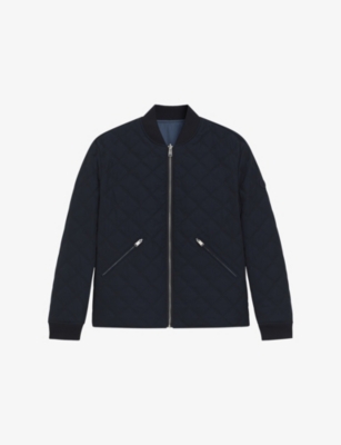 Mens Boss Reversible Band-Collar Quilted Jacket