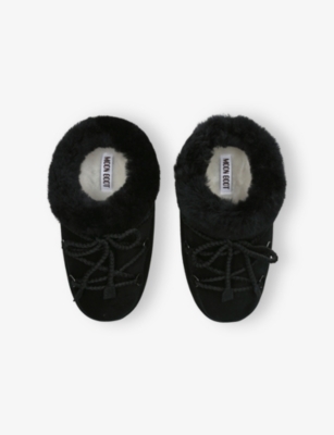 Moon Boot Womens  Evx Suede And Shearling Mules In Black