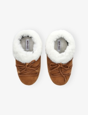 Moon Boot Womens  Evx Suede And Shearling Mules In Brown