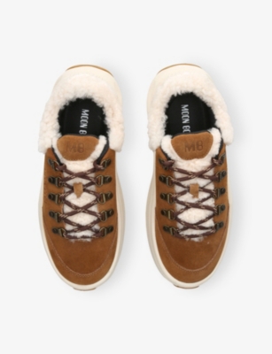 Moon Boot Beige Lace Up Sneakers In Brown