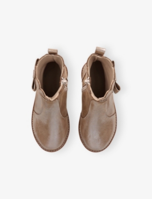 Elephantito Kids' Cellia Metallic Leather Boots Champagne Eur 29 / 11 Uk In Multi