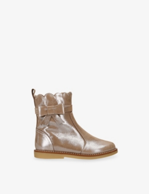 Elephantito Kids' Cellia Metallic Leather Boots Champagne Eur 29 / 11 Uk In Multi