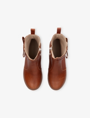 Elephantito Kids' Cellia Leather Boots Dark Brown Eur 27 / 9 Uk In Brown