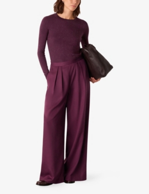 Whistles Womens Plum/claret Annie Slim-fit Metallic-knit Jumper In Purple